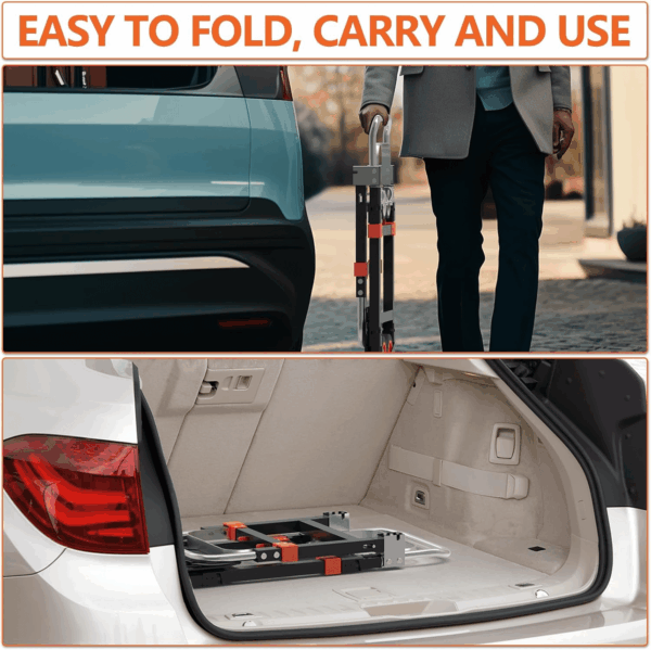 3 in 1 Heavy Duty Folding Hand Truck, Convertible Portable Steel Dolly with Telescopic Handle, Foldable Utility Cart with Rubber Wheels, 500 LB Capacity - Image 6