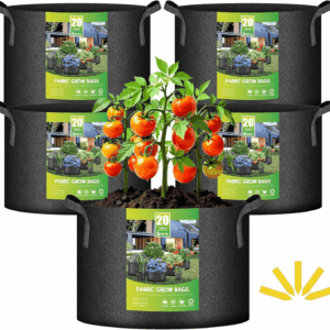 5-Pack 20 Gallon Plant Grow Bags Thickened Nonwoven Aeration Fabric Pots Heavy Duty Durable Container, Strap Handles for Garden with 5 Labels, Black New