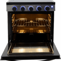 RV Stove Gas Range 21" Tall | 6500 and 8000 BTU Three Burner | 7100 BTU Oven with 1.8 Cu. Ft Capacity | Black or Stainless Steel Finish (Silver Version B, No Vented Range Hood) - Image 5