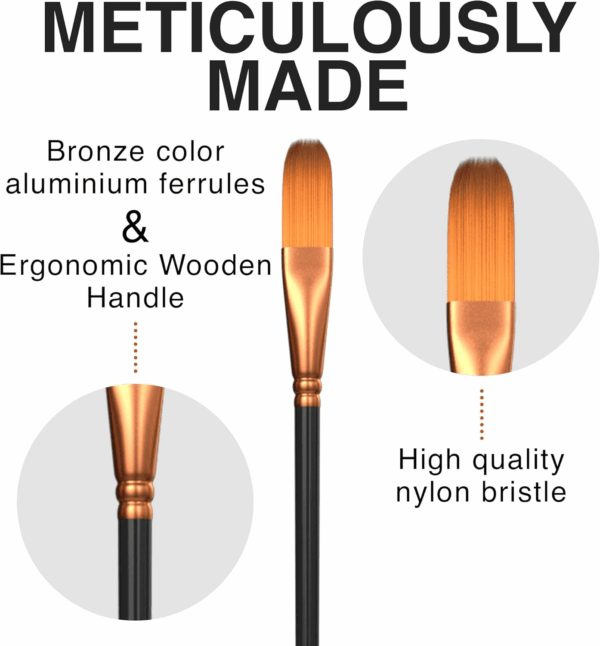 Professional Artist Paint Brush Set of 12 - Painting Brushes Kit for Kids, Adults Fabulous for Canvas, Watercolor & Fabric - for Beginners and Professionals - Great for Water, Oil or Acrylic Painting - Image 3