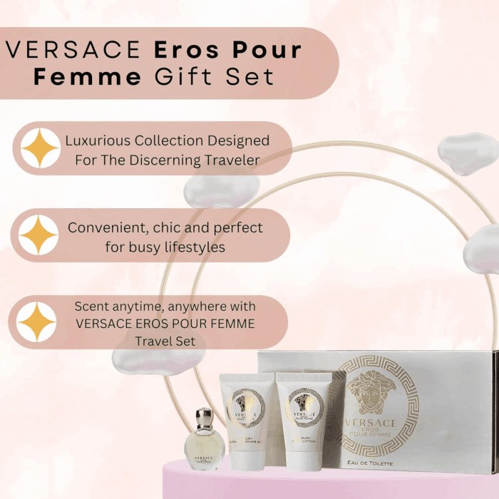 Eros Pour Femme Perfume for Women Travel Mini Gift Set- EDP, Shower Gel, Body Lotion - Image 5
