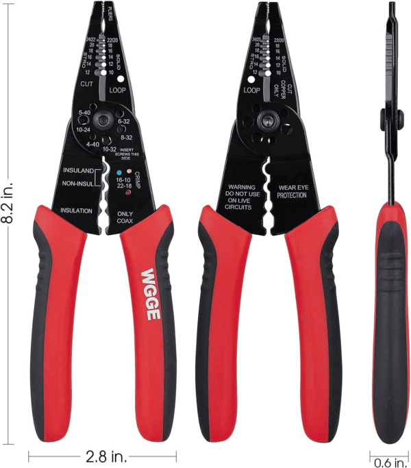 WG-015 Professional 8-Inch Wire Stripper/Wire Crimping Tool, Wire Cutter, Wire Crimper, Cable Stripper, Wiring Tools and Multi-Function Hand Tool. - Image 3