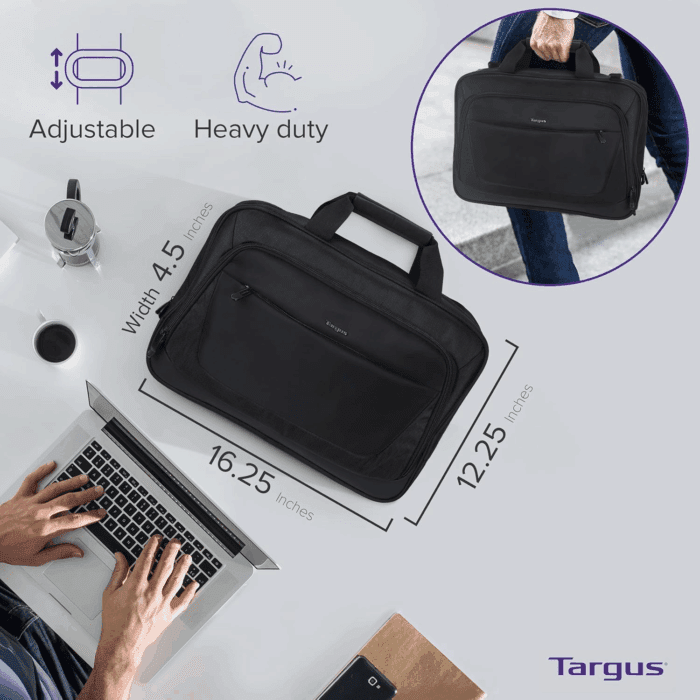 Citylite Laptop Briefcase Shoulder Messenger Bag for 15.6-Inch Laptop, Black (TBT053US) - Image 4