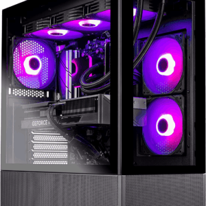 Azure Gaming PC Desktop – AMD Ryzen 7 7700X 4.5 Ghz, NVIDIA RTX 4070, 1TB NVME SSD, 32GB DDR5 RAM RGB, 650W Gold PSU, 360Mm AIO, 11AC Wi-Fi, Windows 11 Home 64-Bit,Black