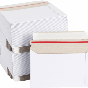 100 Pack 6.5 X 4.5 Rigid Mailers with Self Sealing Flap, Bulk Stay Flat Cardboard Envelopes for Shipping Postcards, Photos (White)