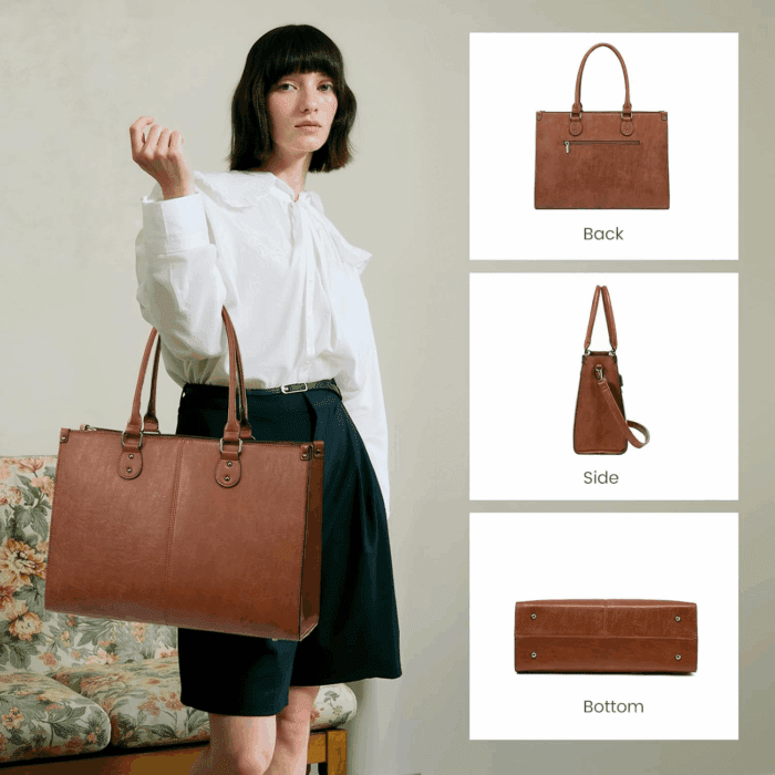 Laptop Bag for Women, 15.6 Inch Laptop Tote Bag Vintage Work Bags for Women Computer Bag Office Briefcase Handbag - Image 7