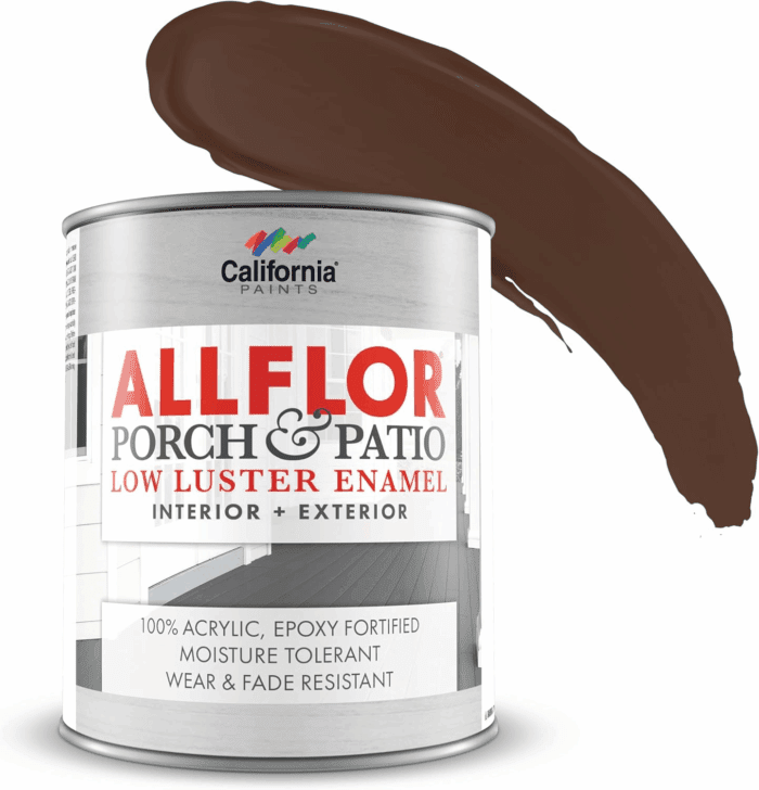 ALLFLOR Porch, Patio and Floor Enamel Paint, Saddle Brown, 1 Quart, Extremely Durable Water-Based Formula, Ideal for Patios, Pool Decks, Basements & More