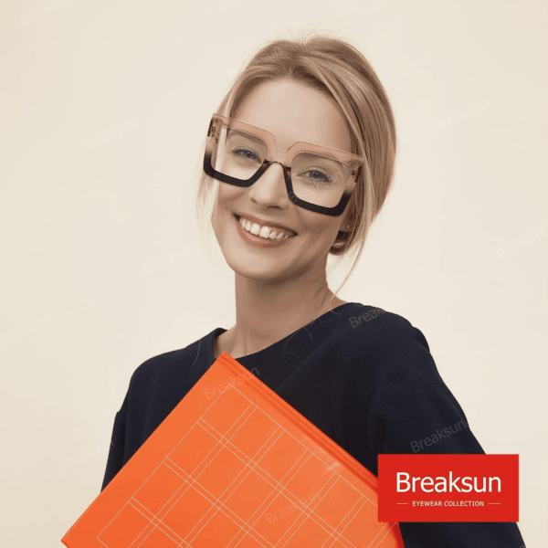 Oversized Blue Light Glasses for Women Fashion Thick Square Computer Eyewear Non-Prescription Black Glasses (Champagne Black) - Image 3