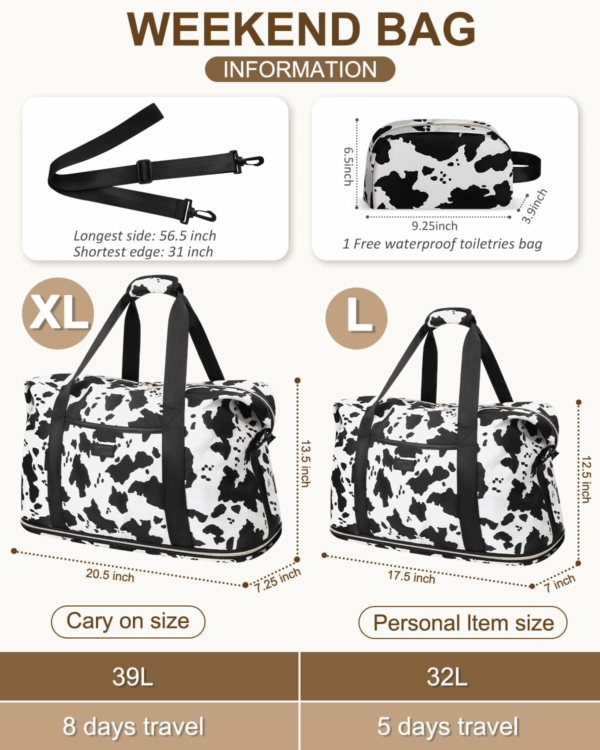 Expandable Travel Duffle Bags Weekender Overnight Bags for Women Men Hospital Bag for Women Labor Delivery with Toiletry Bag Waterproof - Image 2