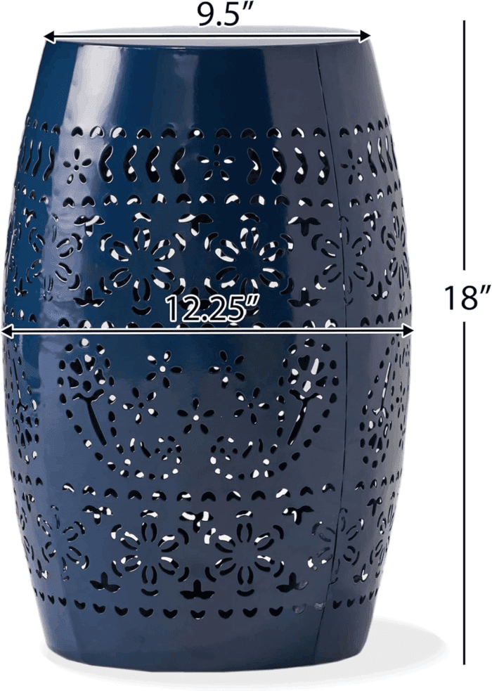 Ruby Outdoor 12" Iron Side Table, Dark Blue - Image 3