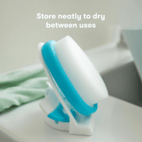 the 3-Step Cradle Cap System, Dermafrida the Flakefixer, Sponge, Brush, Comb and Storage Stand for Babies with Cradle Cap, White-Blue - Image 5