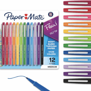 Flair Felt Tip Pens, Medium Point (0.7Mm), Assorted Colors, 1 Pack of 12
