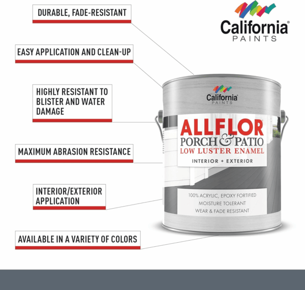 ALLFLOR Porch, Patio and Floor Enamel Paint, Saddle Brown, 1 Quart, Extremely Durable Water-Based Formula, Ideal for Patios, Pool Decks, Basements & More - Image 2