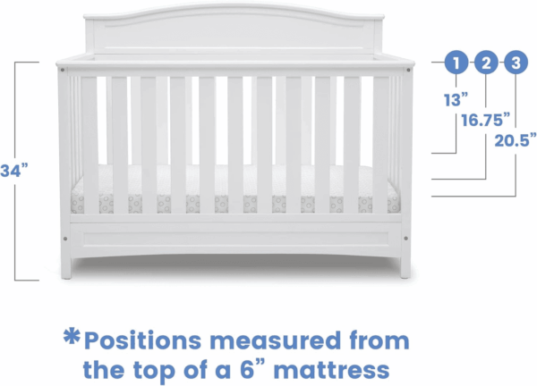 Emery 4-In-1 Convertible Baby Crib - Greenguard Gold Certified, White - Image 6