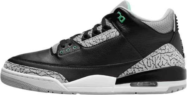 Air Jordan 3 Retro Mens Shoes Size-9.5, Black/Green Glow-Wolf Grey