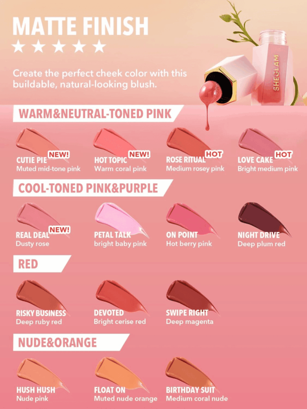 Color Bloom Liquid Blush Makeup for Cheeks Matte Finish-Cutie Pie - Image 5