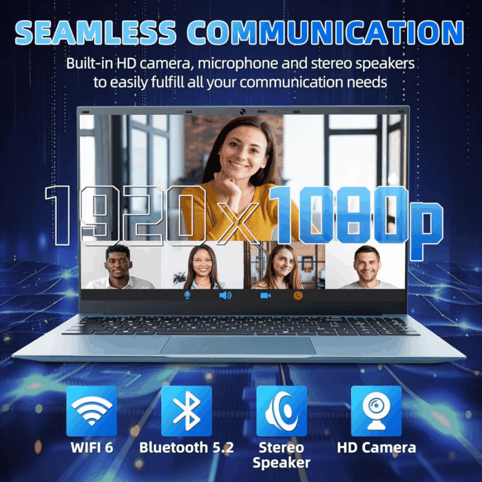 15.6 Inch Laptops, Windows 11 Laptop Computers with 36GB RAM 128GB EMMC+1024GB SSD, Celeron N5095 Quad-Core, 1 Year Office 365, Wifi 6, 180° Viewing, USB 3.2, HDMI, Type-C, 7000Mah Battery - Image 5