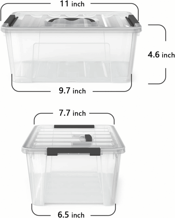 Clear Storage Latch Bins, 6-Pack Storage Organizer Box with Handle and Lids, 5-Litre - Image 2