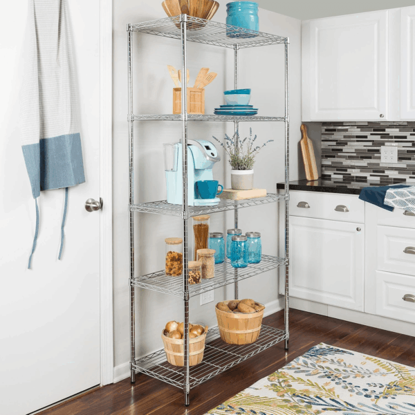 SHF-01913 5-Tier Adjustable Shelving System, 16-Inch by 36-Inch by 72-Inch, Chrome - Image 2