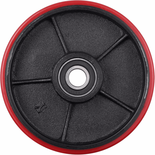 Pallet Jack Replacement Steer Wheels with 20 Mm ID Bearings - 7"X2" Pair Red - Image 4