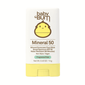 Baby Bum Mineral SPF 50 Sunscreen Stick - Hawaii 104 Act Compliant (Without Octinoxate & Oxybenzone) - UVA/UVB Face and Body Protection - Unscented for Sensitive Skin - Travel Size 0.45 Oz