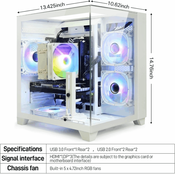 Gaming Desktop Intel Core I5-12400F 6 Core 2.5Ghz PC Computer, RTX 4060 8G, 32G DDR4 RAM, 1TB NVME SSD, Prebuilt Gaming PC Tower Computer for Home and Office (White) - Image 8