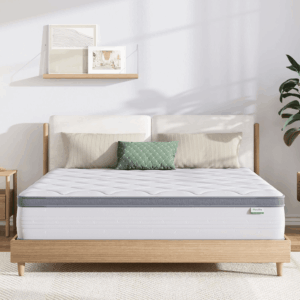 King Mattress, 12 Inch Hybrid Mattress King with Comfort Foam, Innerspring Pillow Top King Mattress in a Box, King Size Mattress for Pressure & Pain Relief, Soft Feel but Supportive