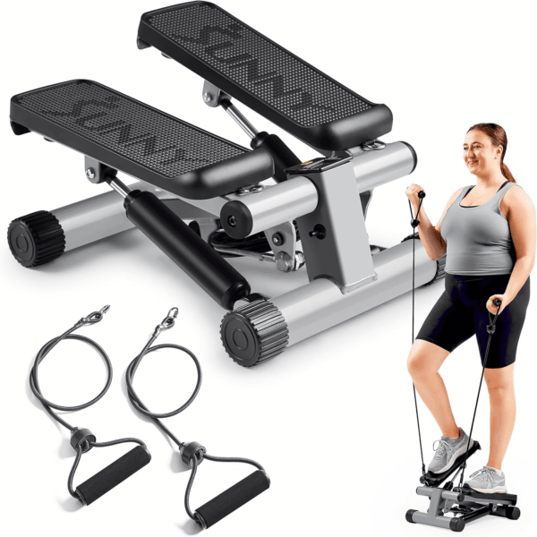 Mini Stepper for Exercise at Home, Stair Step Workout Machine with Resistance Band, Fullbody Cardio, Upgraded over 300Lb Weight Capacity, Optional Free Sunnyfit App Connection