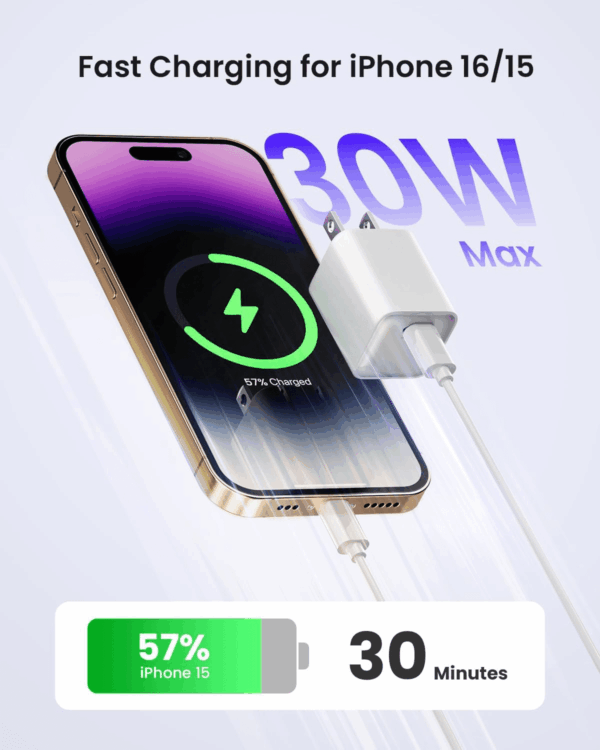 30W Fast Wall Charger, USB C Charge Block with Gan III Tech, PD3.0 PPS Foldable Charger for Iphone 16/15 and More Series, Galaxy, Ipad, Compatible with Magsafe (1 Pack) - Image 2