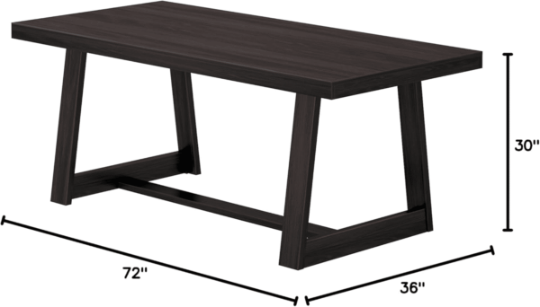 72 Inch Farmhouse Dining Table, Solid Wood Rustic Kitchen Table, Large Wooden Rectangular Dinner Table for Dining Room, Home Office, Living Room Furniture, Easy Assembly, Black Wirebrush - Image 2