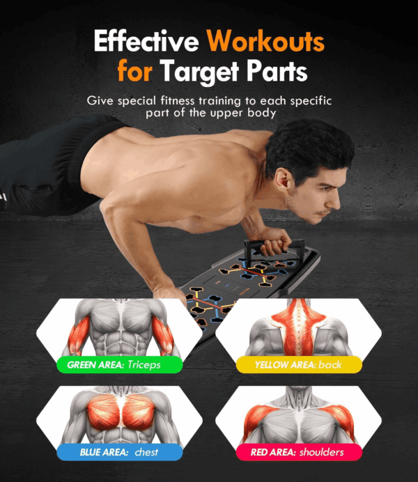 Push up Board,Home Gym,Portable Exercise Equipment,Pilates Bar and 20 Fitness Accessories with Resistance Bands and Ab Roller Wheel,Full Body Workout at Home - Image 2