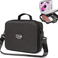 Electronic Organizer Travel Case Large, Hard Case for Electronics, EVA Tech Organizers, Travel Cable Bag with Shoulder Strap, Charger Organizers Carrying Cases for Ipad(Up to 11’’)
