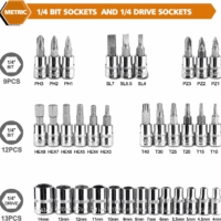 46 Pieces 1/4 Inch Drive Socket Ratchet Wrench Set, with Bit Socket Set Metric and Extension Bar for Auto Repairing and Household, with Storage Case - Image 2