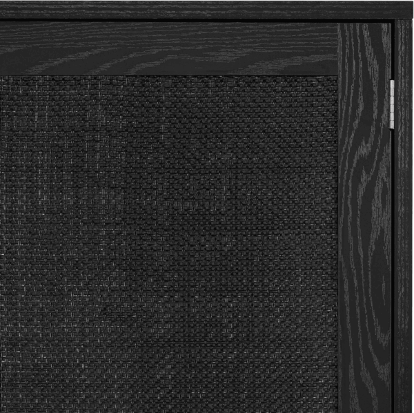 Sideboard Buffet Kitchen Storage Cabinet with Black Painted Rattan Decorated Doors, Dining Room, Hallway, Cupboard Console Table, Liquor/Accent Cabinet, 31.5X 15.8X 34.6 Inches, Black - Image 5