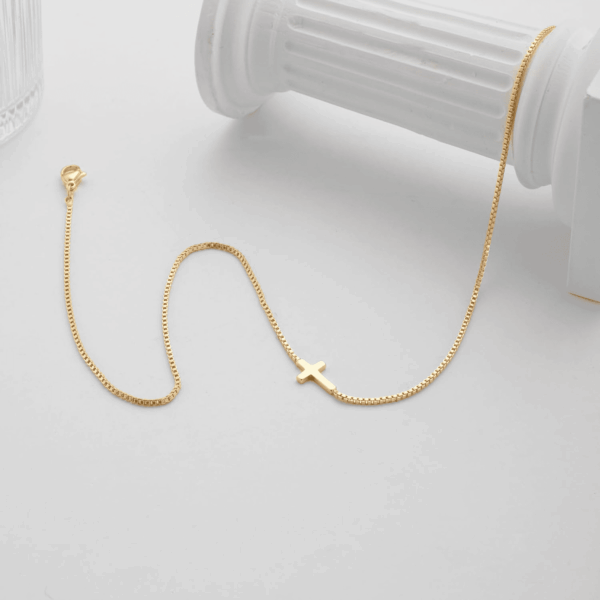 Cross Necklace for Women 14K Real Gold Silver Plated Dainty Small Cross Pendant Choker Simple Trendy Cute Cross Charm Chain Necklace Easter Basket Stuffers Baptism Religious Faith Jewelry Gift - Image 4