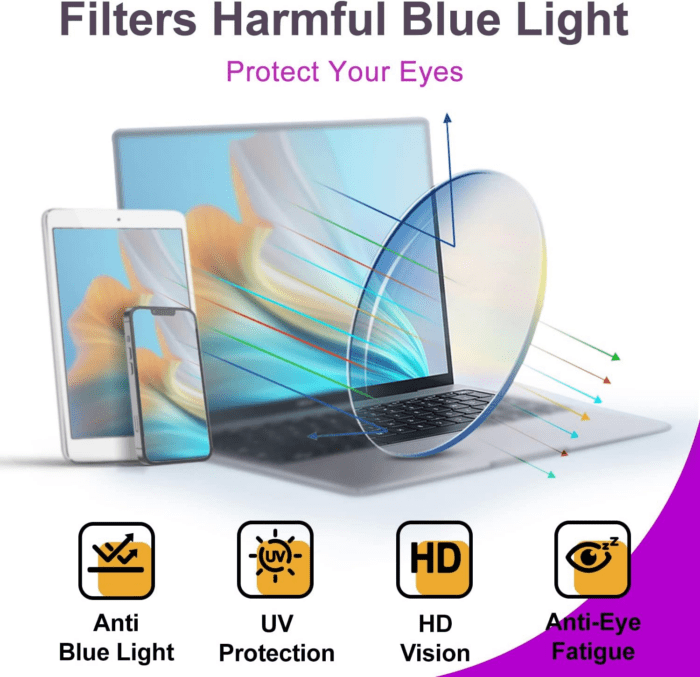 2 Pack Blue Light Blocking Glasses Rectangle Frame and Chic Preppy Look for Women Men RIVER - Image 4