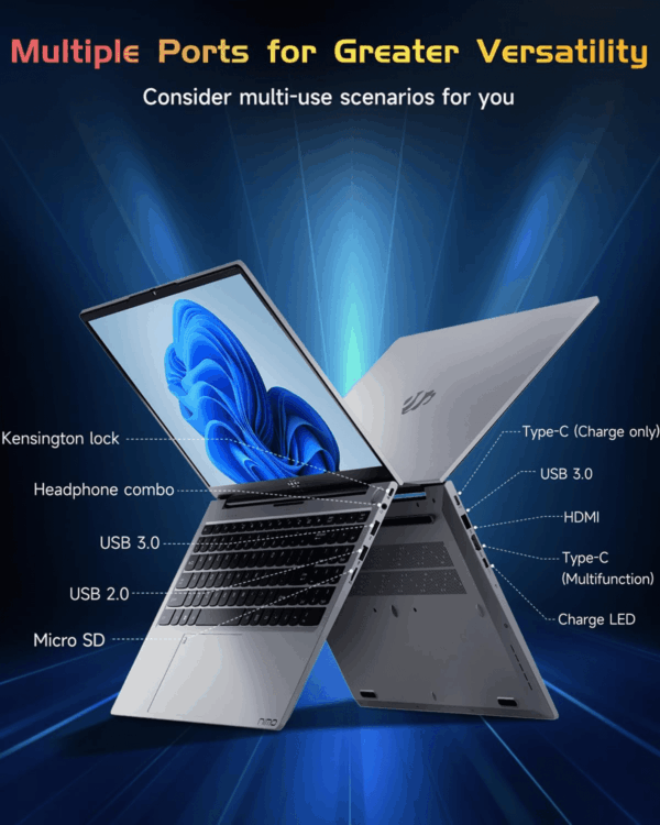 15.6 IPS Fhd-Student-Laptop, 16GB RAM 1TB SSD Backlit Keyboard Fingerprint Intel Pentium Quad-Core N100 (Beat to I3-1115G4, up to 3.4Ghz) Computer with Wifi 6 Numpad Win 11 Silver - Image 5