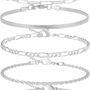 14K Gold/Sterling Silver Plated Anklet Bracelets for Women Waterproof plus Size Cuban Link Chain Ankle Bracelet for Large Ankle 9-12Inch