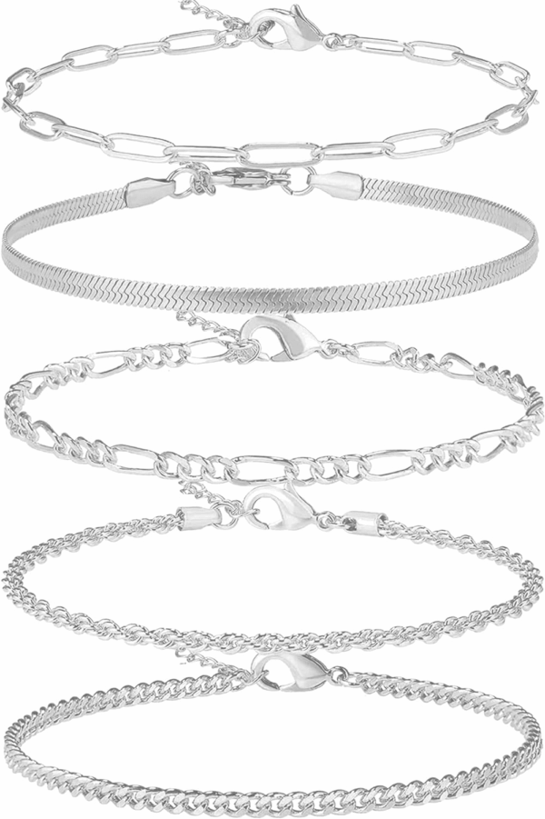 14K Gold/Sterling Silver Plated Anklet Bracelets for Women Waterproof plus Size Cuban Link Chain Ankle Bracelet for Large Ankle 9-12Inch