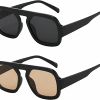 Trendy Square Aviator Sunglasses for Women Flat Top Designer Stylish Frame Sun Glasses Vintage Shades