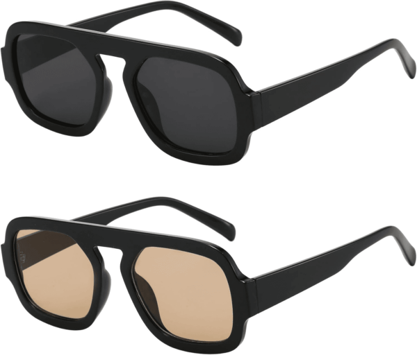 Trendy Square Aviator Sunglasses for Women Flat Top Designer Stylish Frame Sun Glasses Vintage Shades