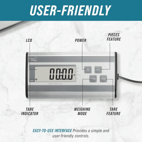 440Lbs X 6 Oz. Digital Heavy Duty Shipping and Postal Scale, with Durable Stainless Steel Large Platform, UPS USPS Post Office Postal Scale and Luggage Scale - Image 3