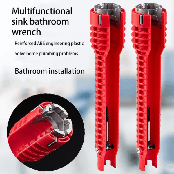 8 in 1 Multifunctional Sink Bathroom Wrench, Plumbing Installation Tool Household Water Pipe Faucet Washing Basin Corner Valve Sink Repair Removal Tool - Image 5