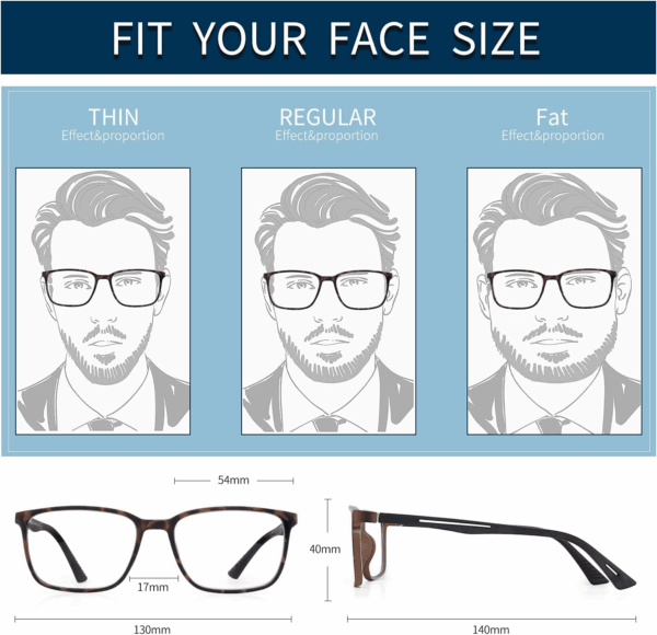 Blue Light Reading Glasses for Men，Sport Square Frame Readers, anti Glare Computer Glasses - Image 4