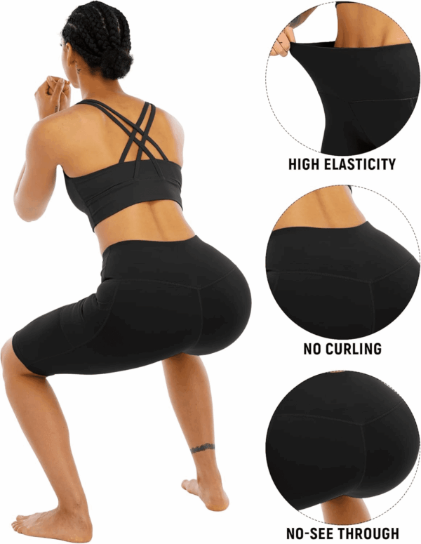 4 Pack Biker Yoga Shorts with Pockets for Women,High Waisted Athletic Running Workout Gym Shorts Tummy Control - Image 4