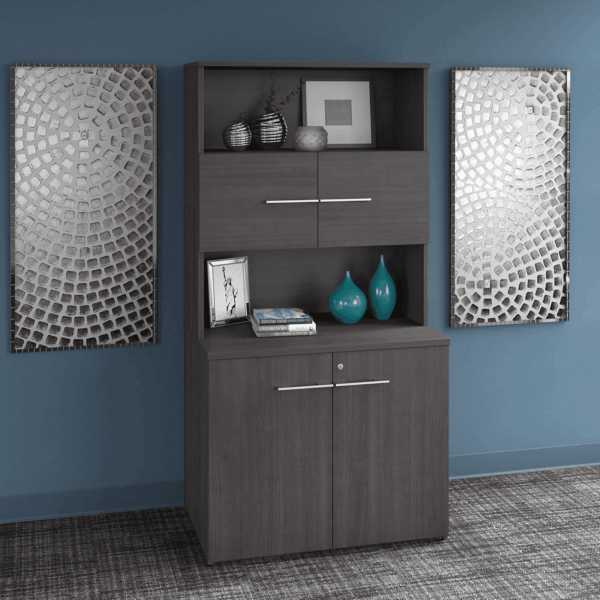 Office 500 36W Tall Storage Cabinet with Doors and Shelves - Image 2
