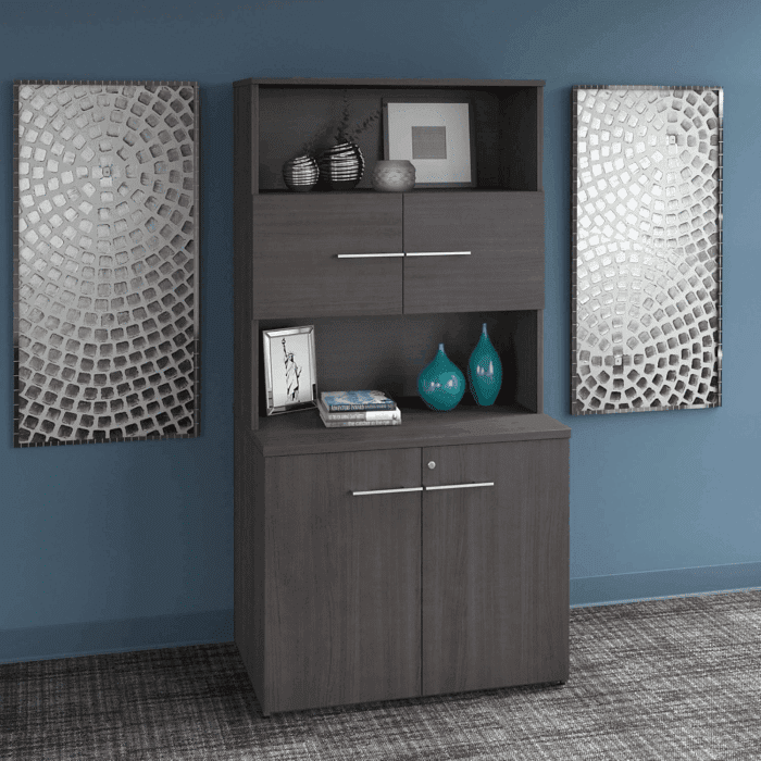 Office 500 36W Tall Storage Cabinet with Doors and Shelves - Image 2