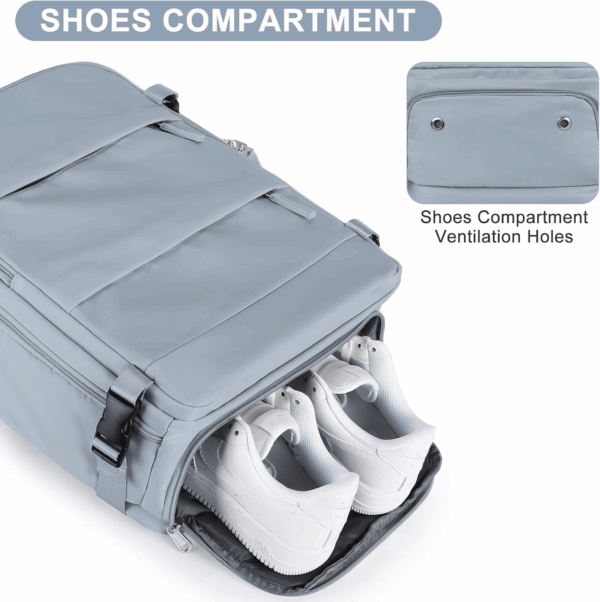 Travel Backpack for Women Men Airline Approved Carry on Backpack Flight Approved Waterproof Sports Luggage Backpack Casual Daypack Small Hiking Backpack Grey Blue - Image 7