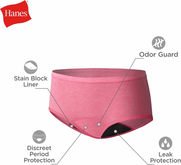 Girls' Comfort, Period. Boys'Hort & Hipster Period Underwear, Moderate Protection, Multi-Pack - Image 2