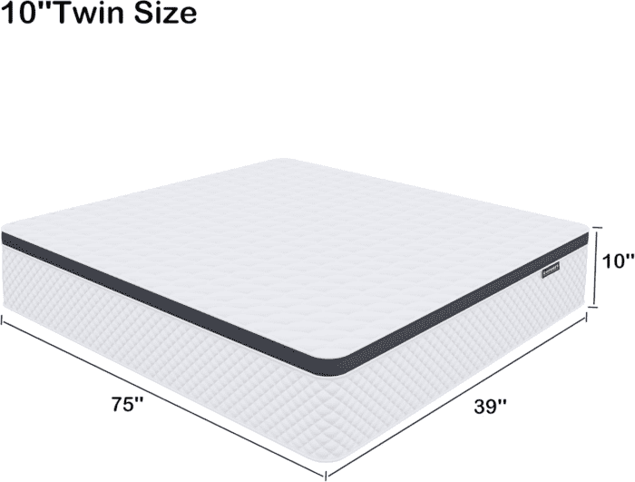 Twin Mattress,10 Inch Twin Size Mattress in a Box,Gel Memory Foam and Innerspring Hybrid Mattress with Individual Pocket Spring for Motion Isolation,Pressure Relief,Medium Firm Feel - Image 2